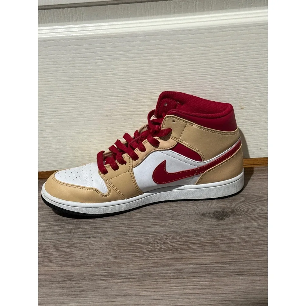 Air‎ Jordan 1 Mid Hemp White Gym Red BQ6472-161 Mens Tan Sneakers Size 11
